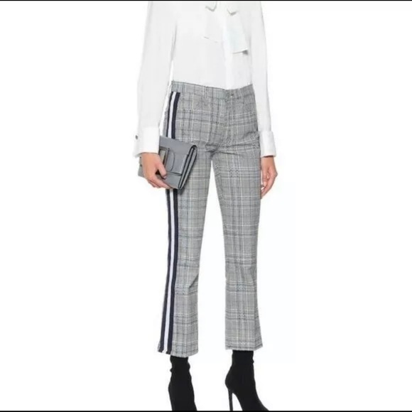 New Mother Insider Ankle Plaid Pants Stripe Jeans - Picture 2 of 10